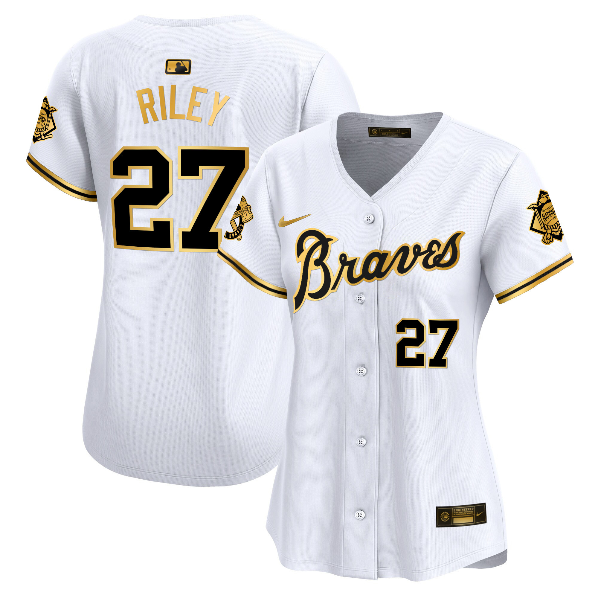 Austin Riley Women's Atlanta Braves Peaches n' Cream Vapor Premier Limited White Gold Jersey - All Stitched