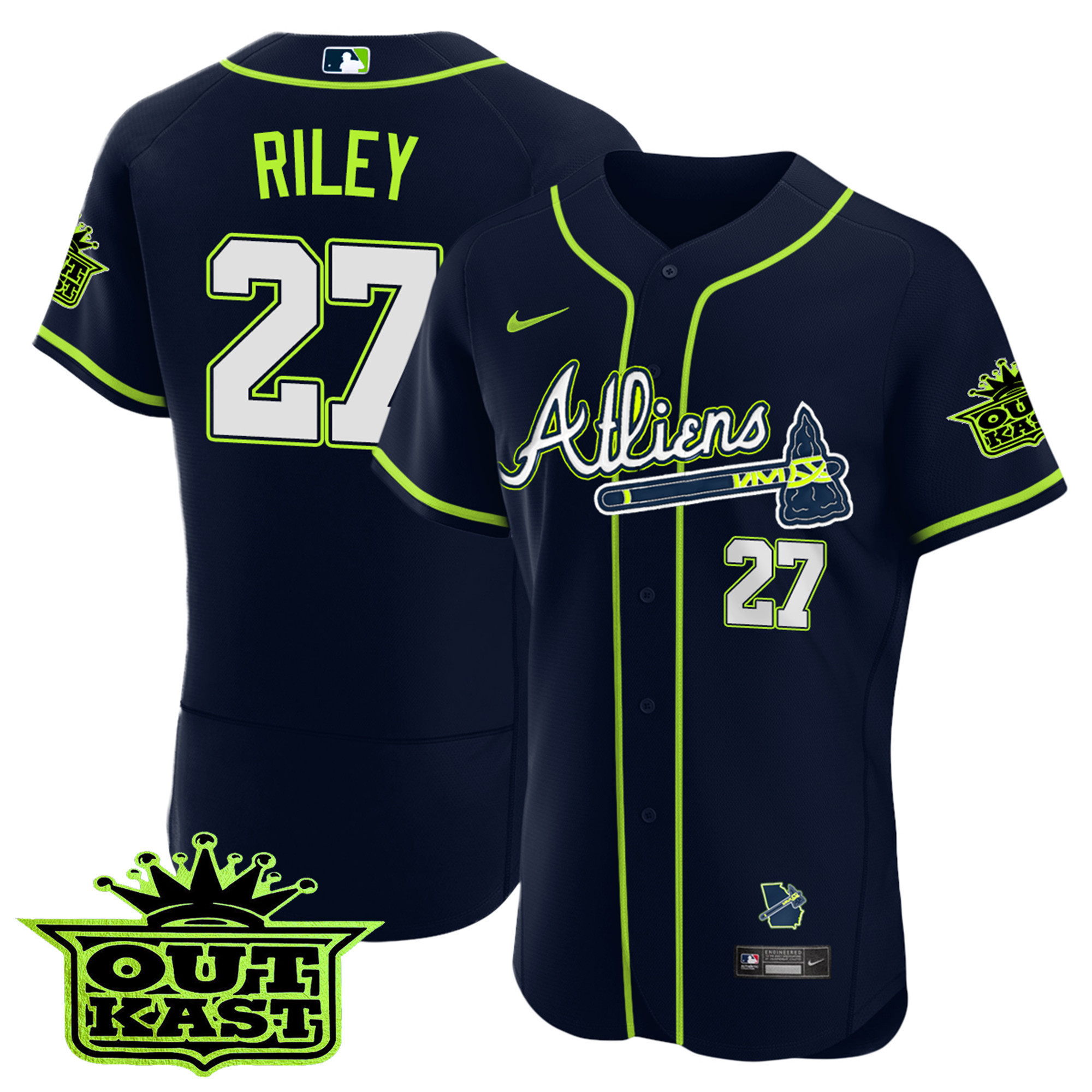 Austin Riley Youth's Atlanta Braves Atliens Flex Base Jersey - All Stitched