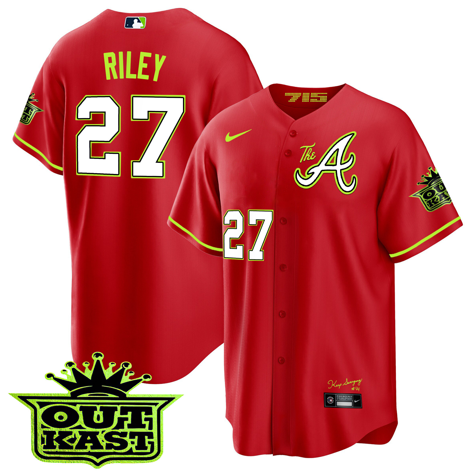 Austin Riley Youth's Atlanta Braves Atliens The A Cool Base Red Jersey - All Stitched