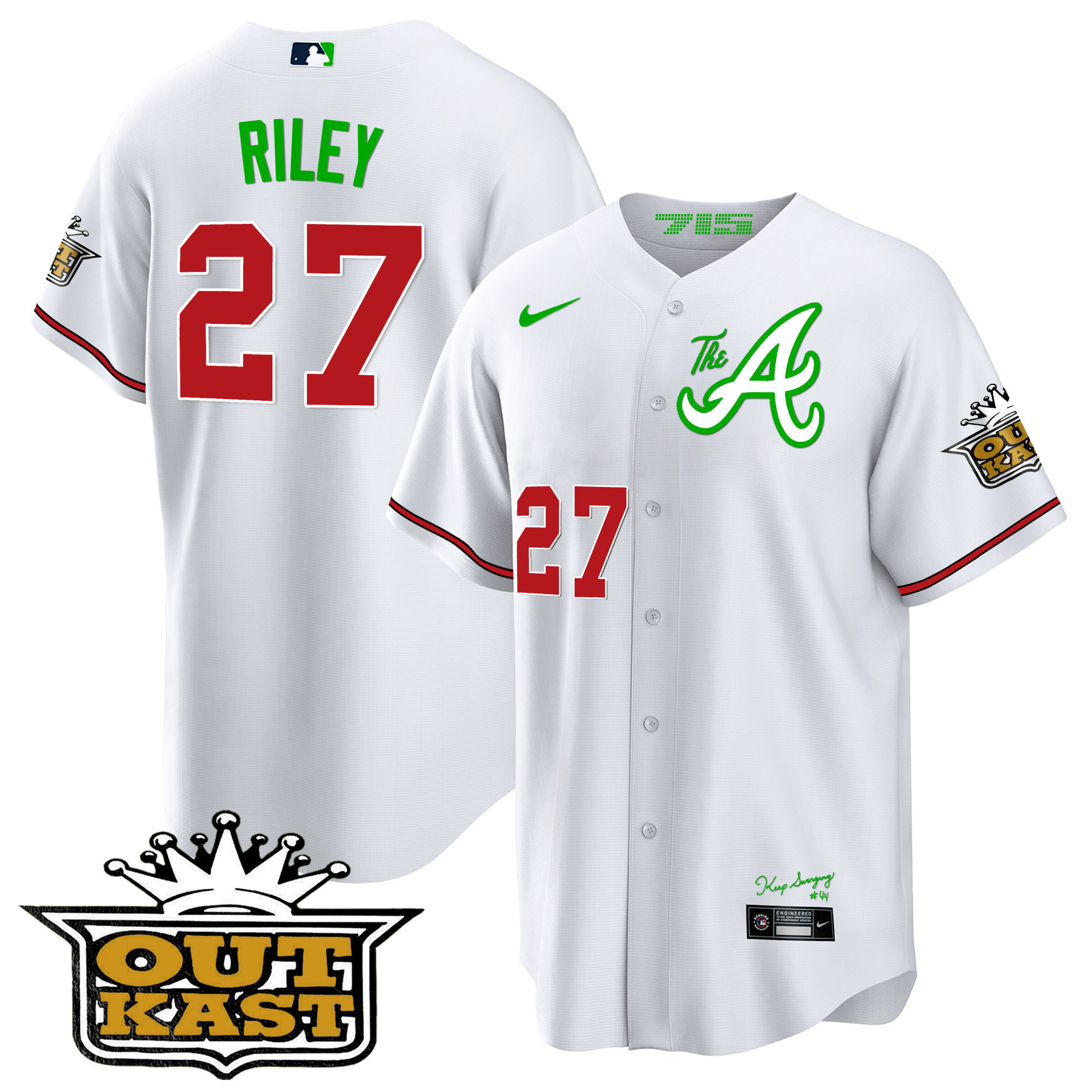 Austin Riley Youth's Atlanta Braves Atliens The A Cool Base White Jersey - All Stitched