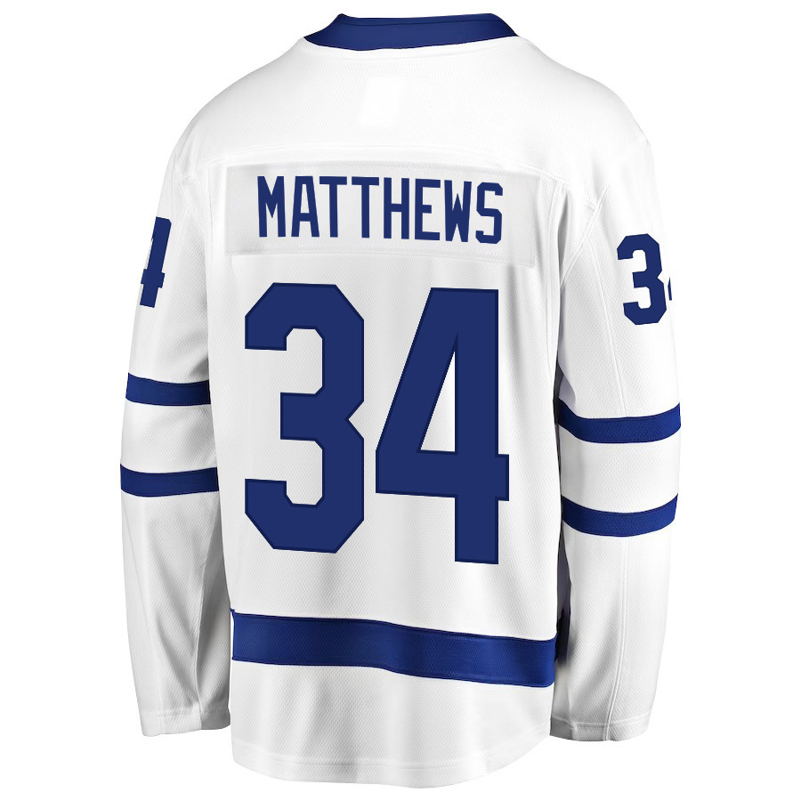 Auston Matthews 34 Toronto Maple Leafs Stanley Cup 2023 Playoffs Patch Away Breakaway Men Stitched Jersey – White