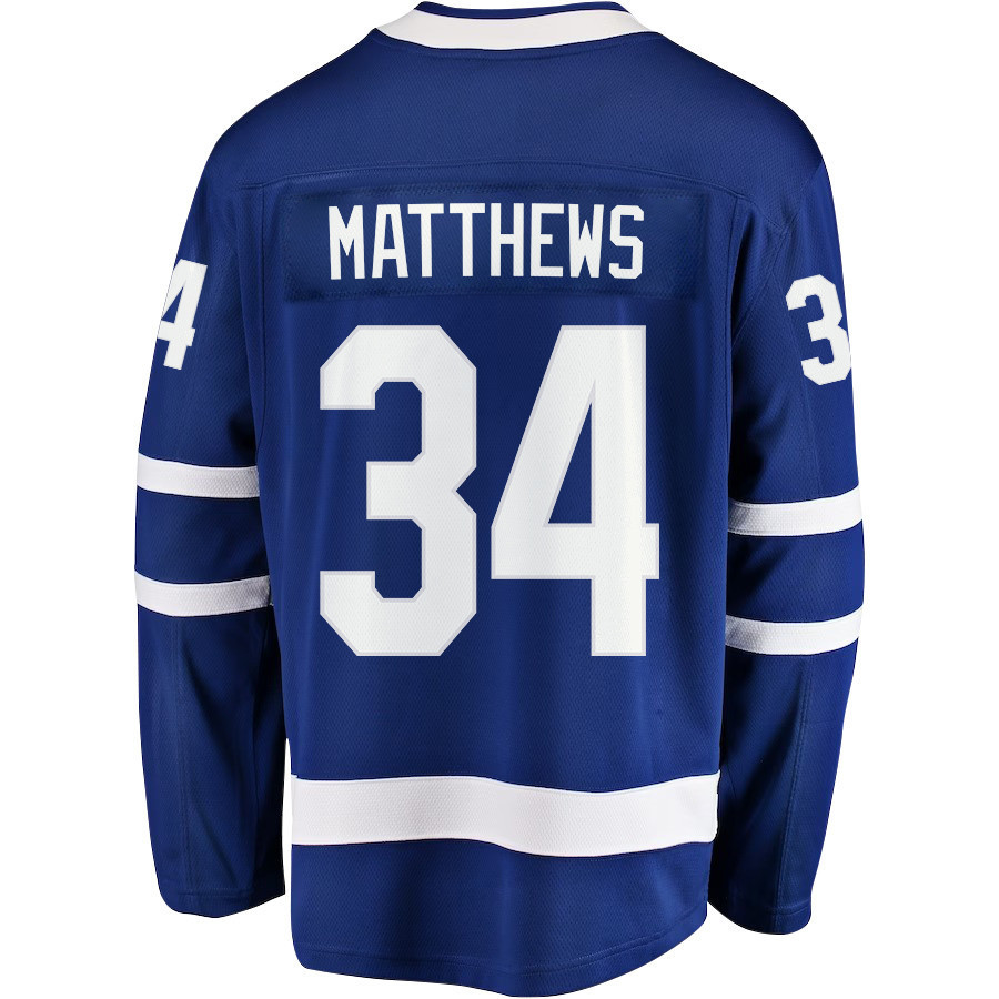 Auston Matthews 34 Toronto Maple Leafs Stanley Cup 2023 Playoffs Patch Home Breakaway Men Stitched Jersey – Blue