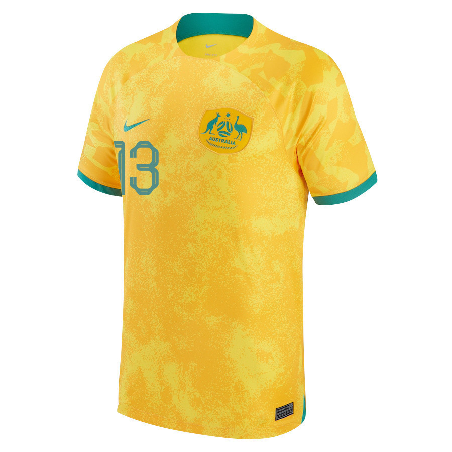 Australia National Team Aaron Mooy 13 FIFA World Cup Qatar 2022 – Home Men Soccer Jersey With Patch