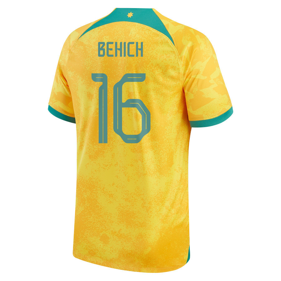 Australia National Team Aziz Behich 16 FIFA World Cup Qatar 2022 Patch Home Soccer Jersey,