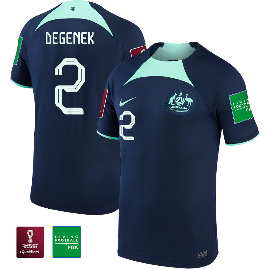 Australia National Team FIFA World Cup Qatar 2022 Milos Degenek 2 – Patch Away Men Soccer Jersey