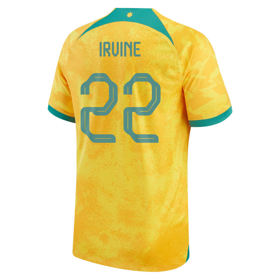 Australia National Team Jackson Irvine 22 FIFA World Cup Qatar 2022 – Home Men Soccer Jersey With Patch