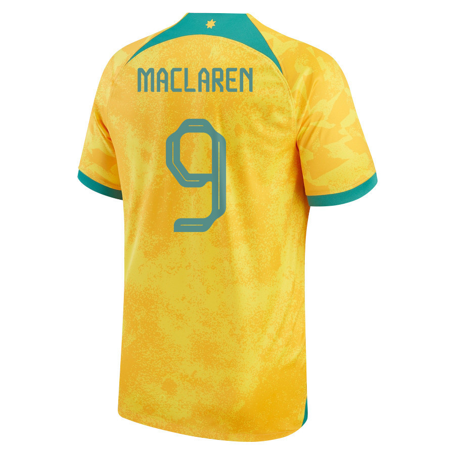 Australia National Team Jamie Maclaren 9 FIFA World Cup Qatar 2022 – Home Men Soccer Jersey With Patch