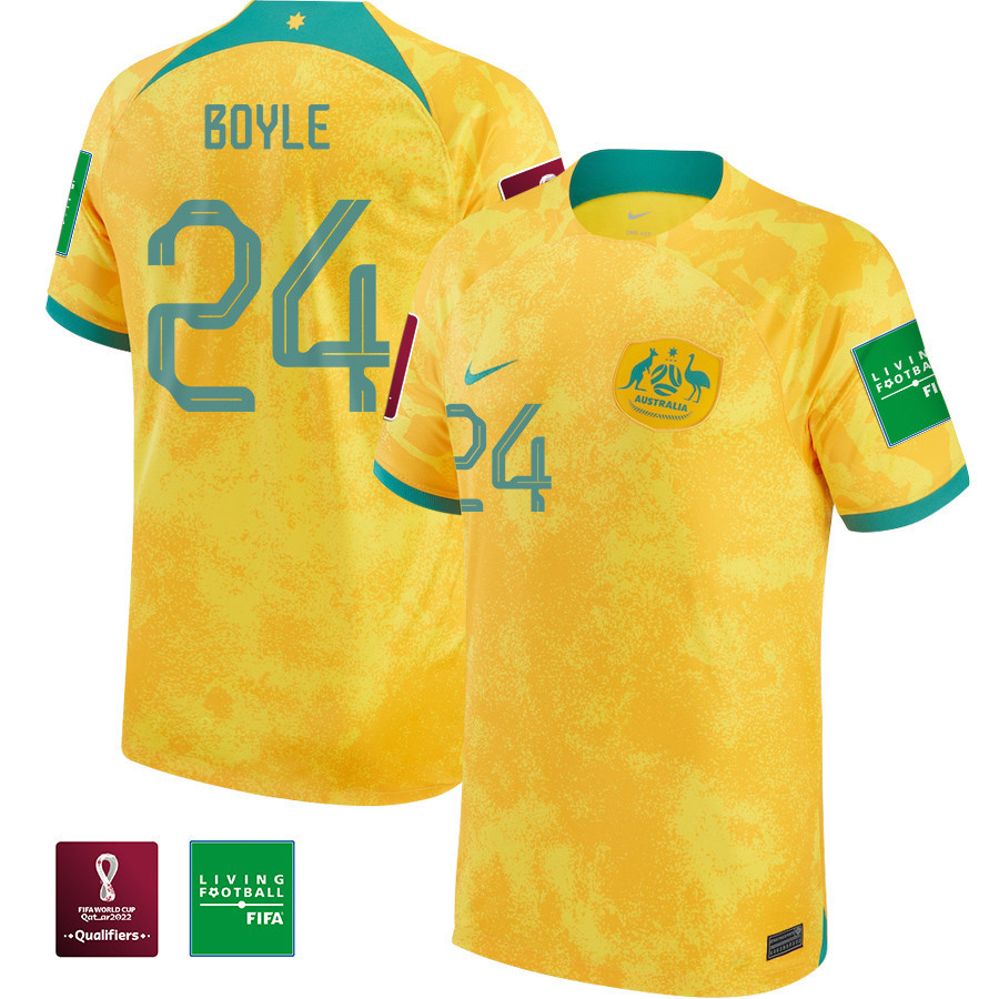 Australia National Team Martin Boyle 24 FIFA World Cup Qatar 2022 – Home Men Soccer Jersey With Patch