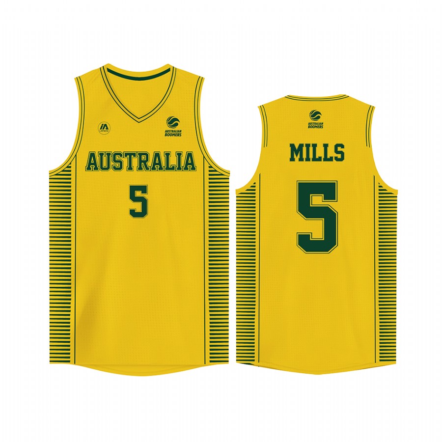 Australia Patty Mills Gold Home Jersey