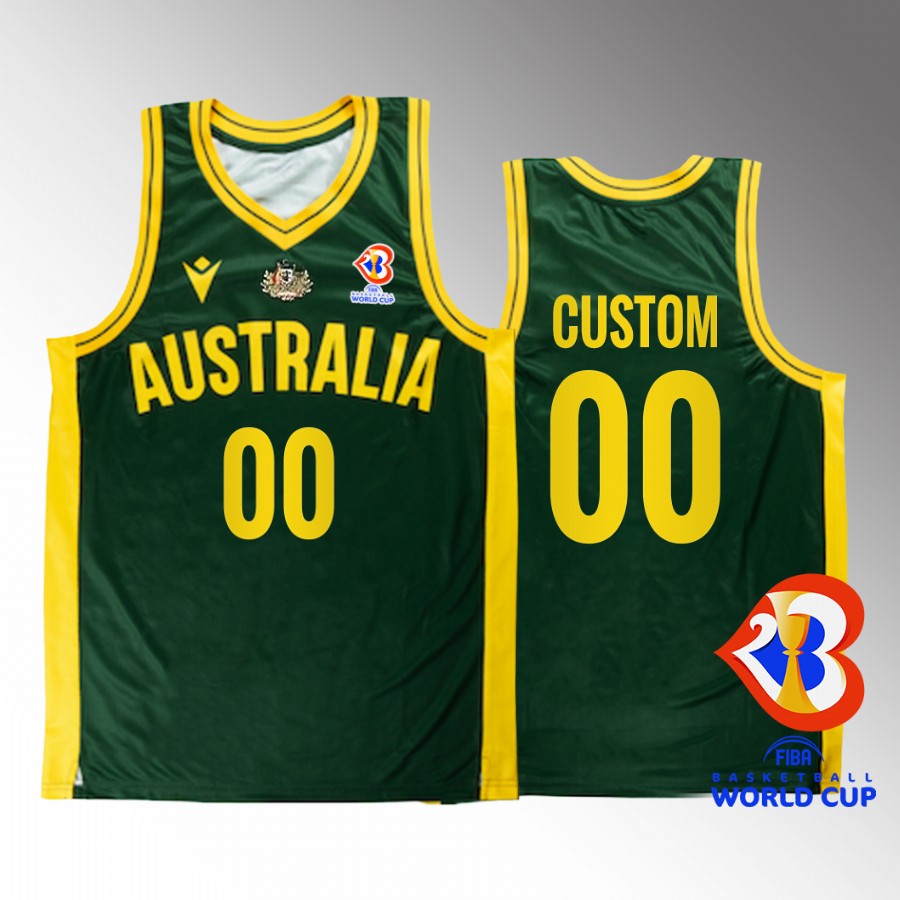 Australia Team #00 Custom 2023 FIBA World Cup Boomers Men Jersey Green