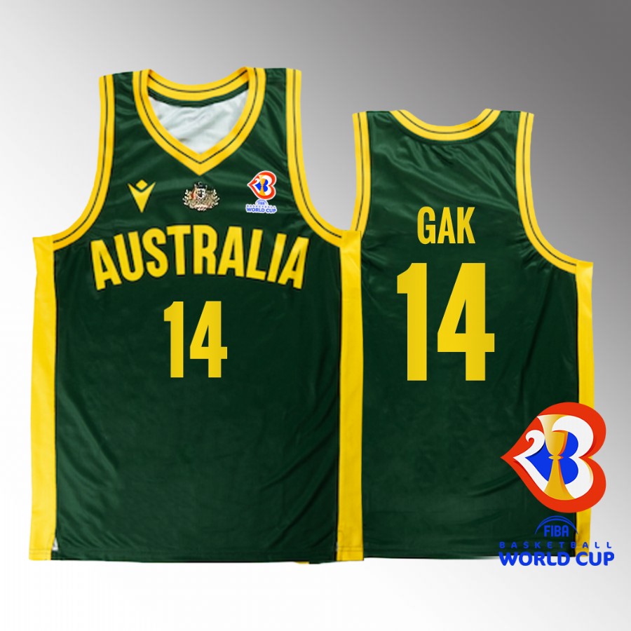 Australia Team #14 Akoldah Gak 2023 FIBA World Cup Boomers Men Jersey Green