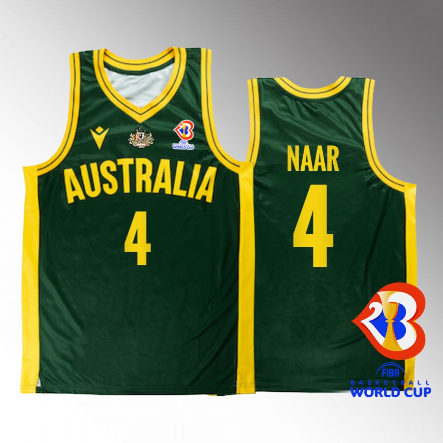 Australia Team #4 Emmett Naar 2023 FIBA World Cup Boomers Men Jersey Green