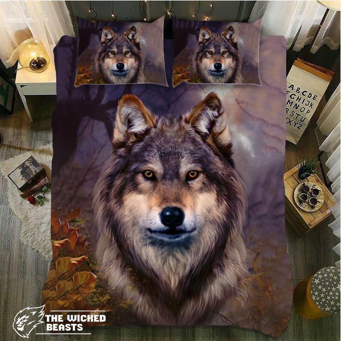 Autumn Wolf 3D Customized Duvet Cover Bedding Set
