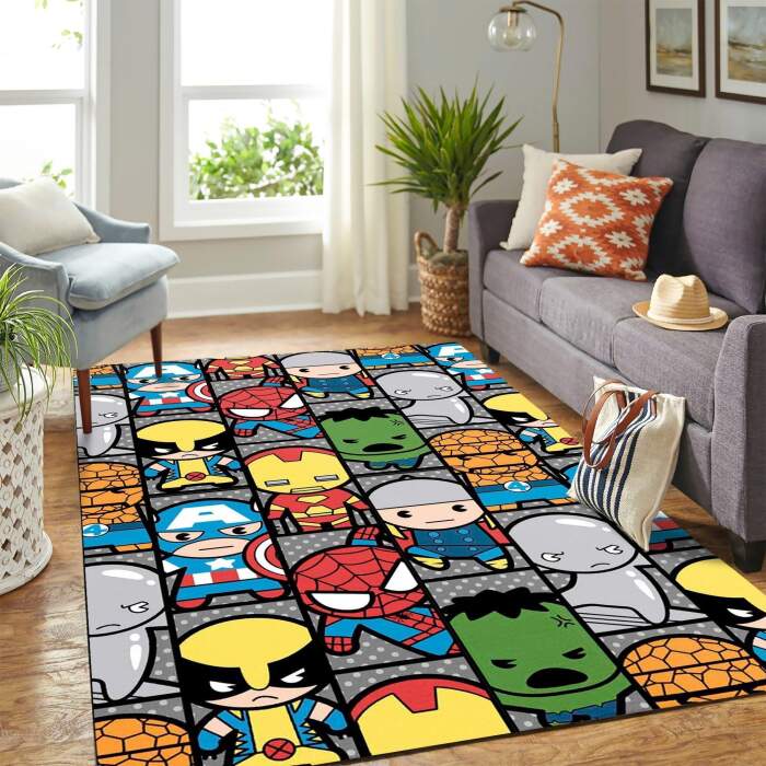 Avengers Chibi Area Rectangle Rug – Custom Size And Printing