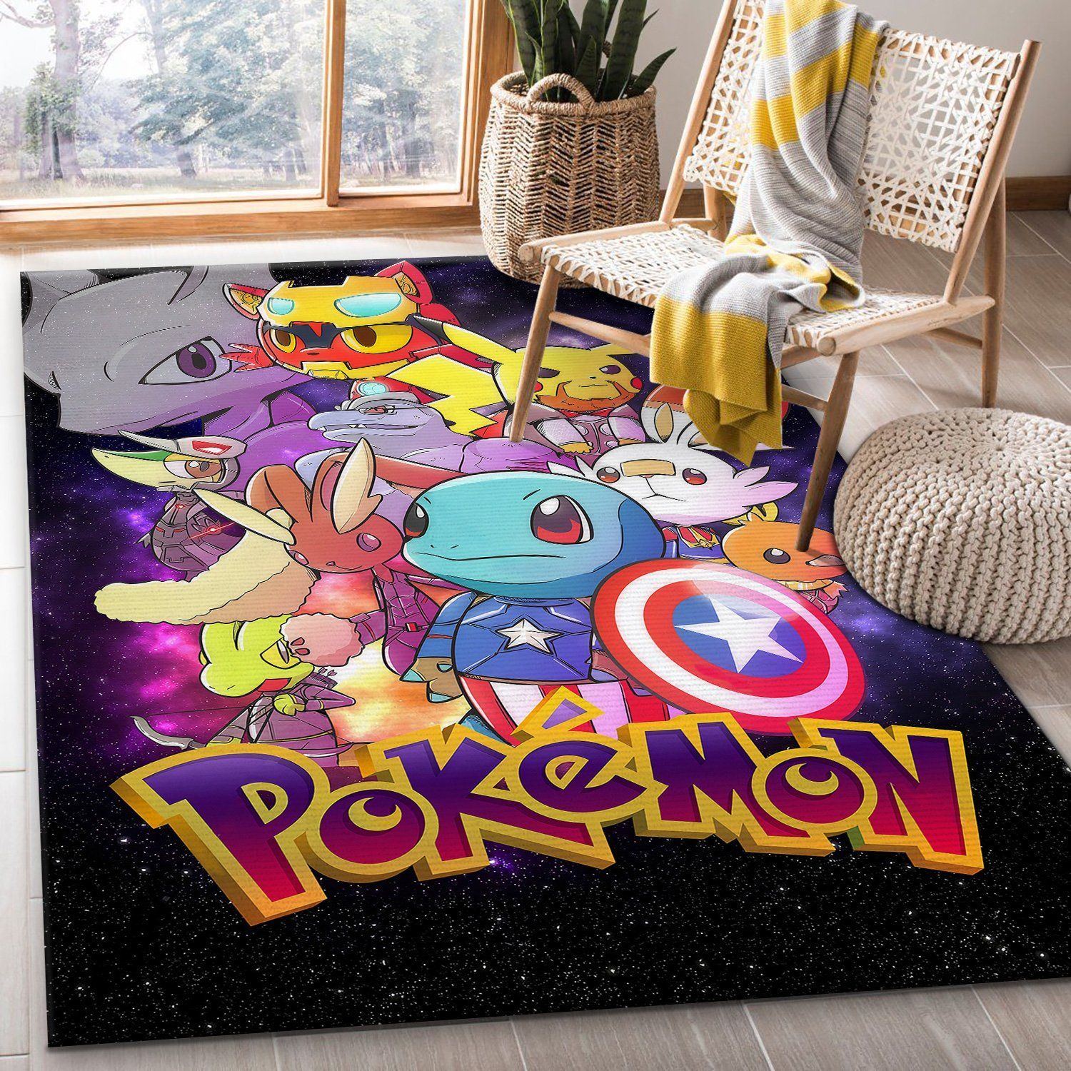 Avengers Pokemon Rectangle Rug – Custom Size And Printing