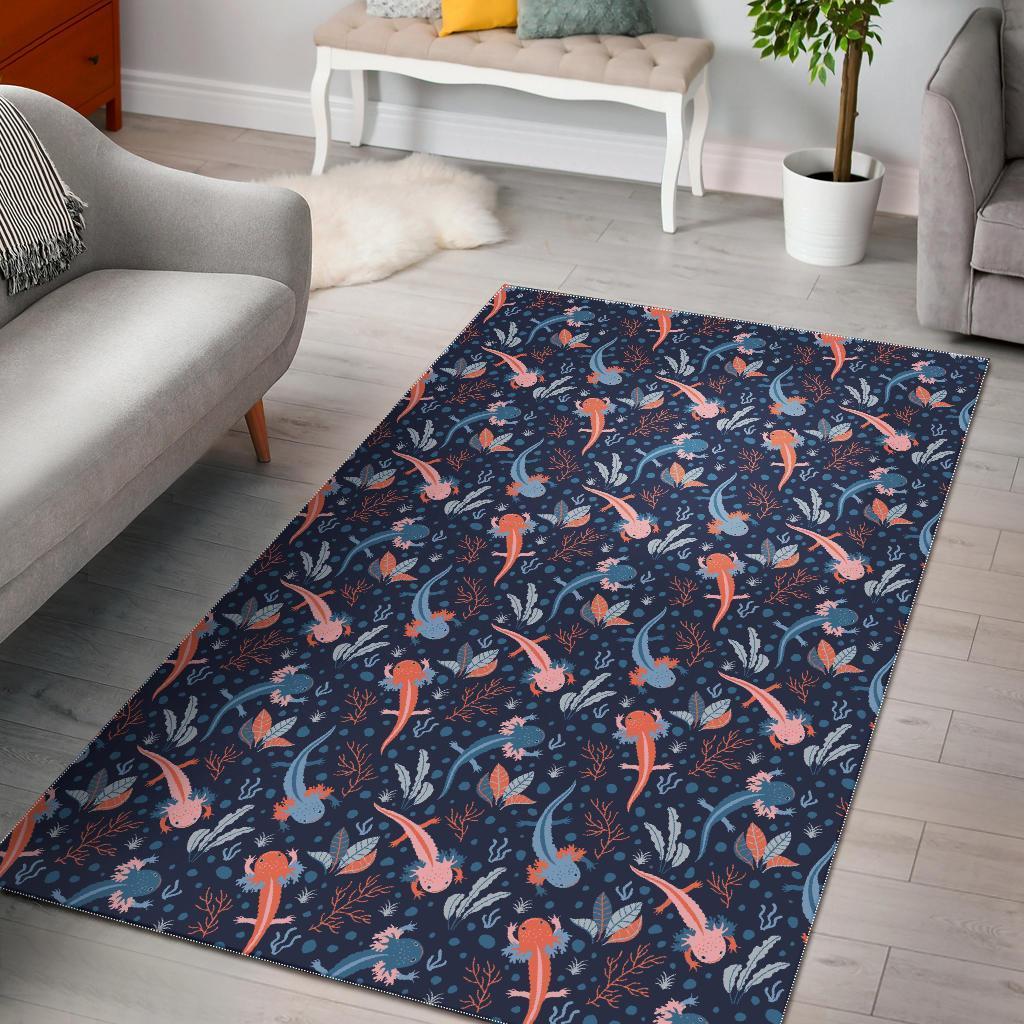 Axolotl Blue Pattern Print Area Limited Edition Rectangle Rug