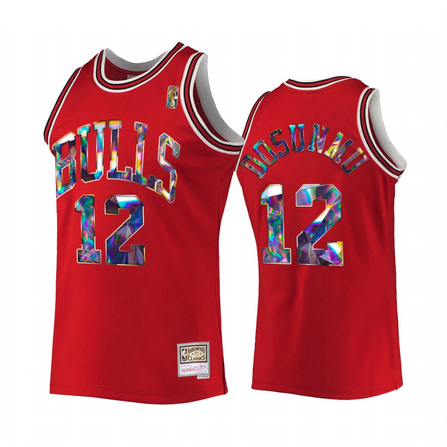 Ayo Dosunmu #12 Chicago Bulls NBA 75th Diamond Badge Red Hardwood Classics Jersey