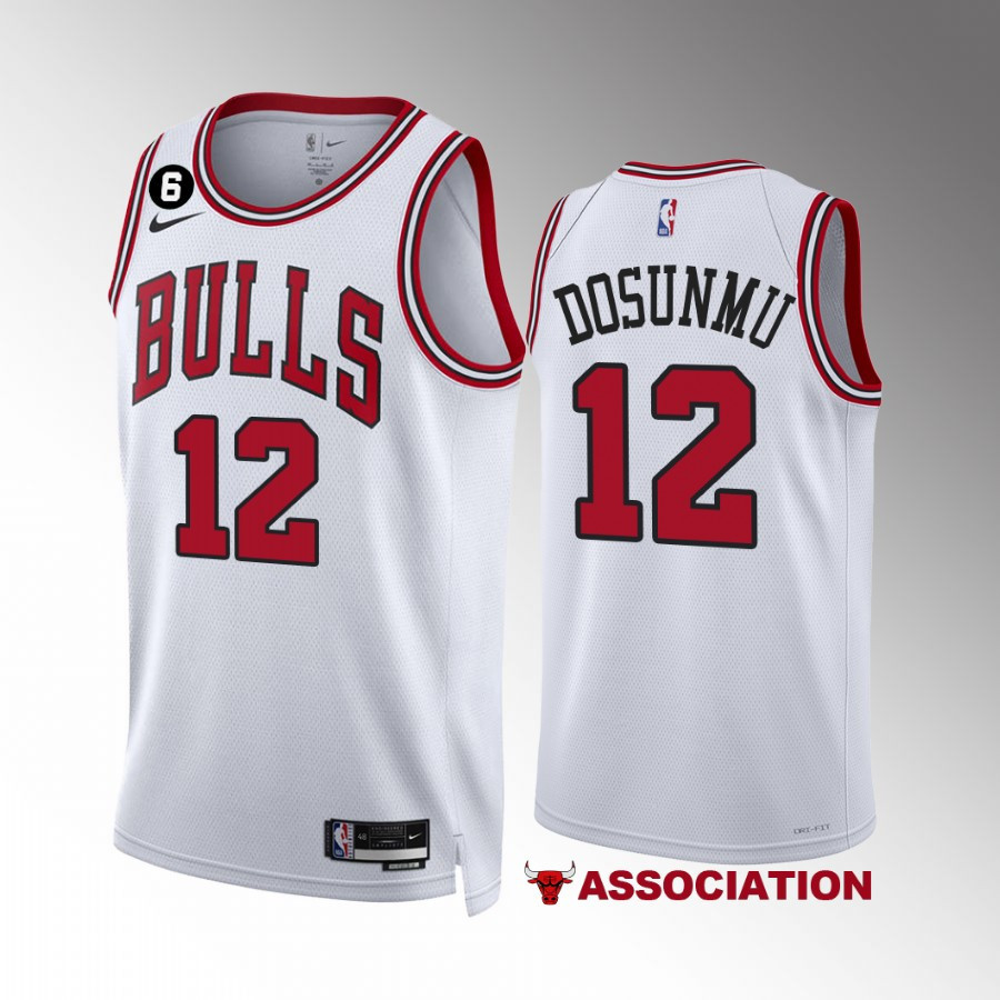 Ayo Dosunmu 12 Chicago Bulls White Men Stitched Jersey 2022-23 Association Edition NO.6 Patch