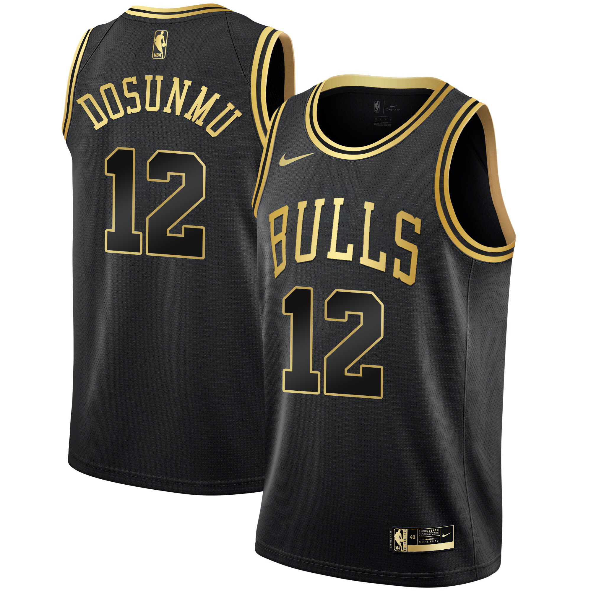 Ayo Dosunmu Men's Chicago Bulls Black Limited & Black Gold Jersey - All Stitched