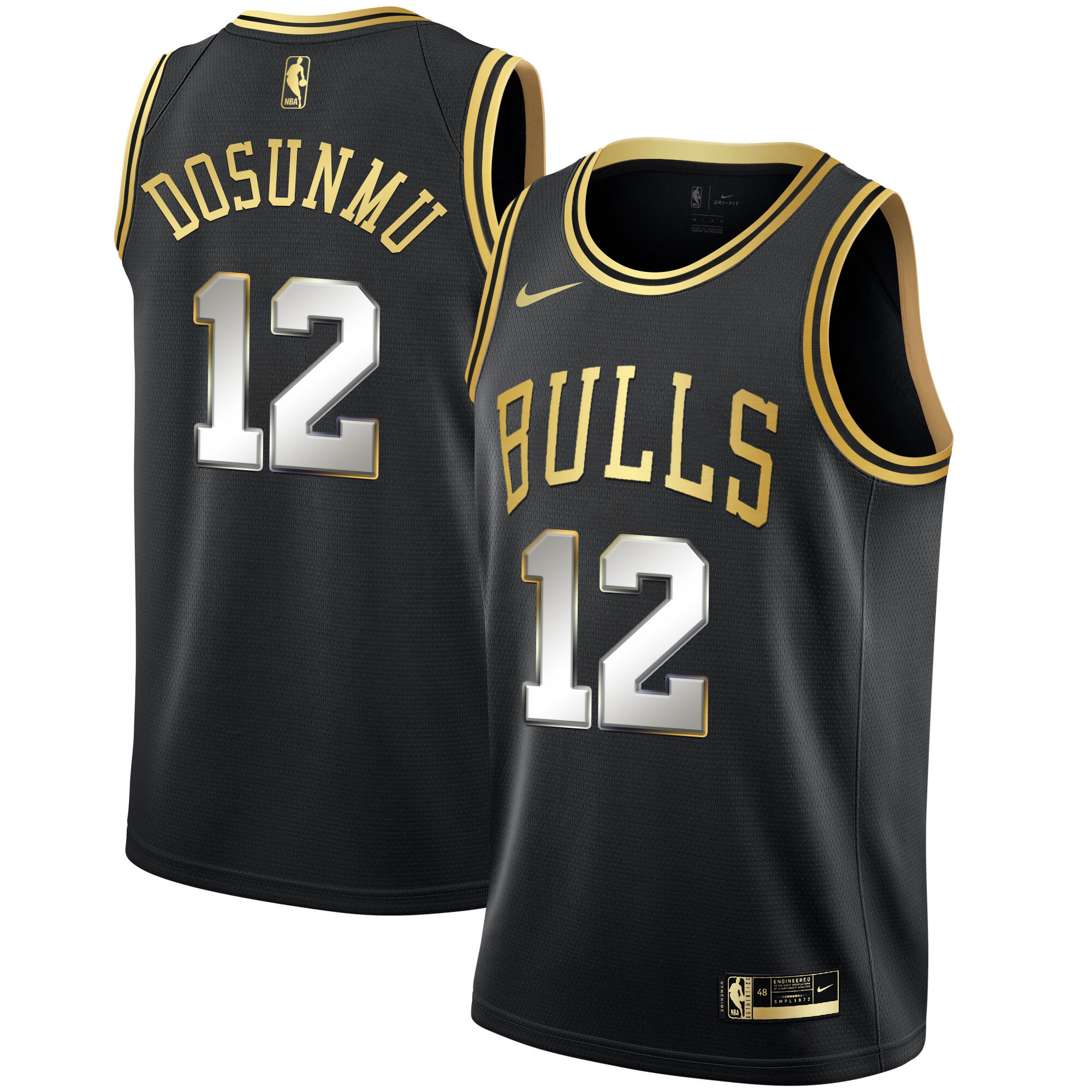 Ayo Dosunmu Men's Chicago Bulls Black Limited & Black Gold Jersey - All Stitched