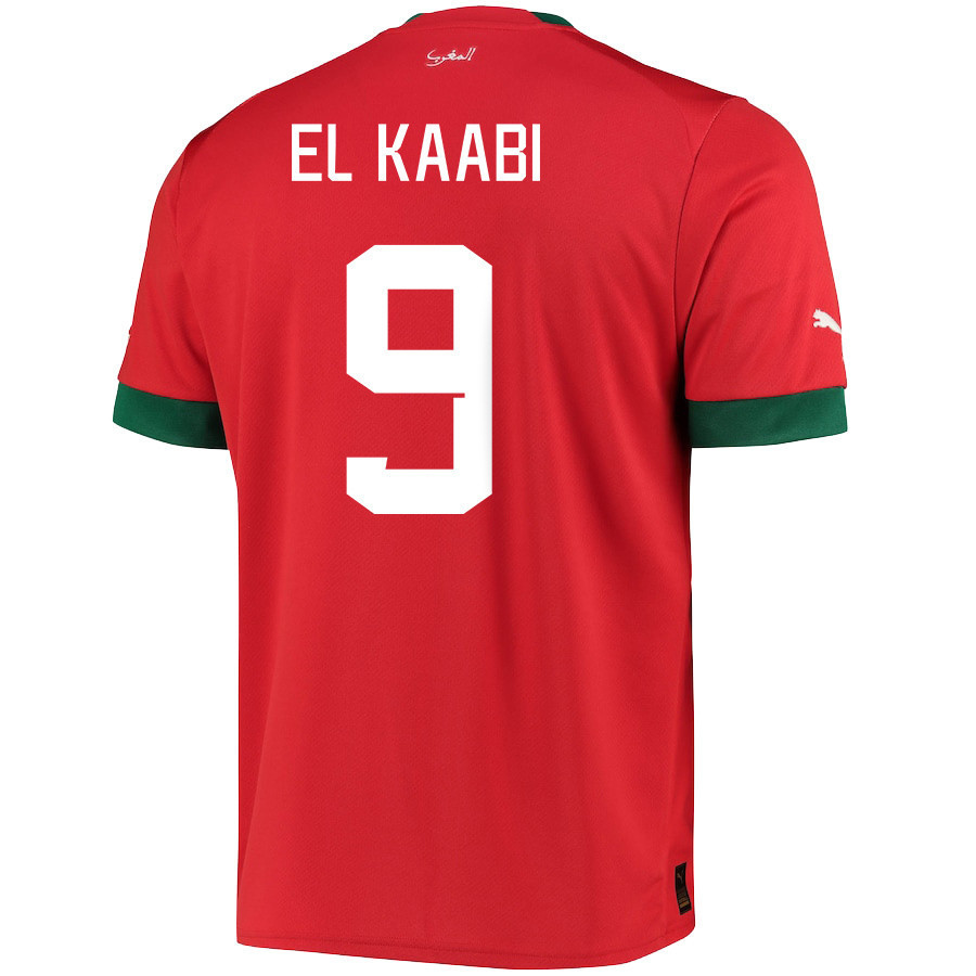 Ayoub El Kaabi 9 – Morocco National Team Qatar World Cup 2022-23 Home Soccer Jersey
