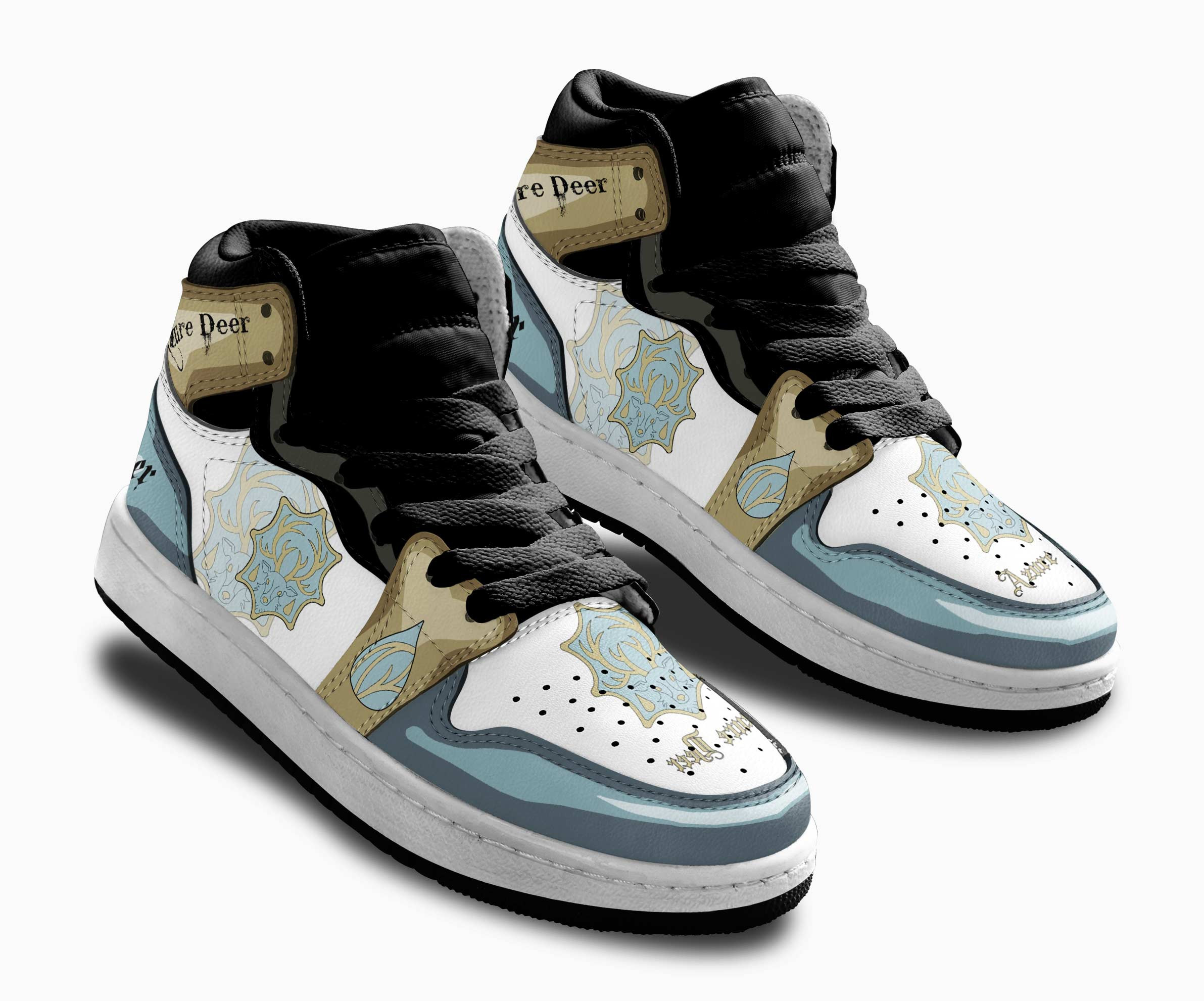 Azure Deer Kids Sneakers Custom Black Clover Anime Shoes For Kids