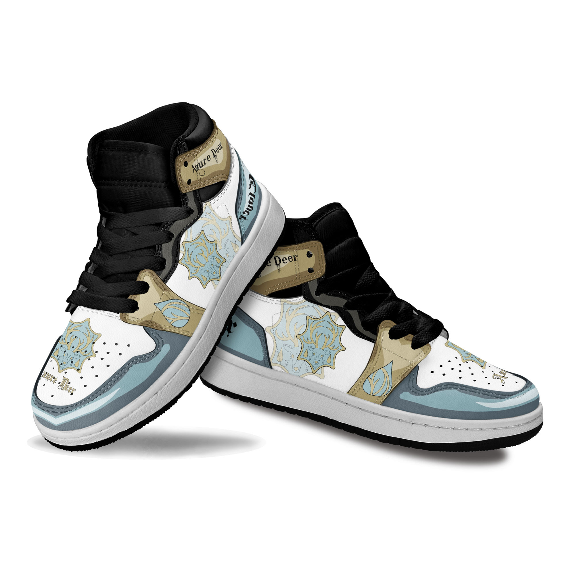Azure Deer Kids Sneakers Custom Black Clover Anime Shoes For Kids