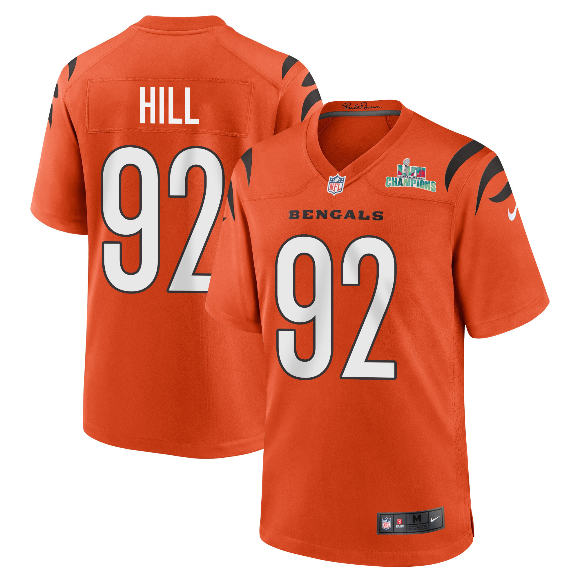 B.J. Hill 92 Cincinnati Bengals Super Bowl LVII Champions Men Alternate Game Stitched Jersey – Orange