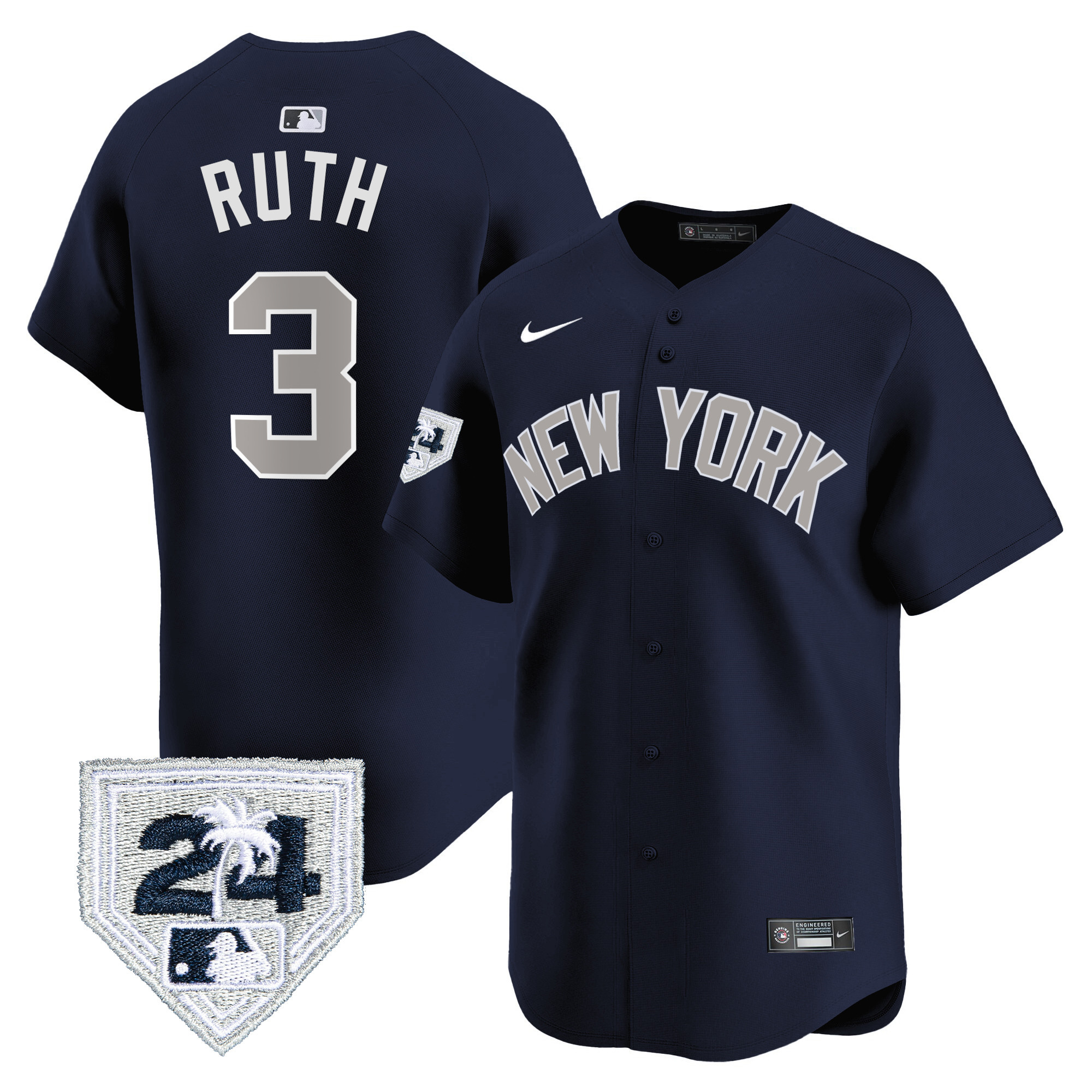 Babe Ruth Men's New York Yankees 2024 Spring Training Patch Vapor Premier Limited Alternate Jersey - All Stitched
