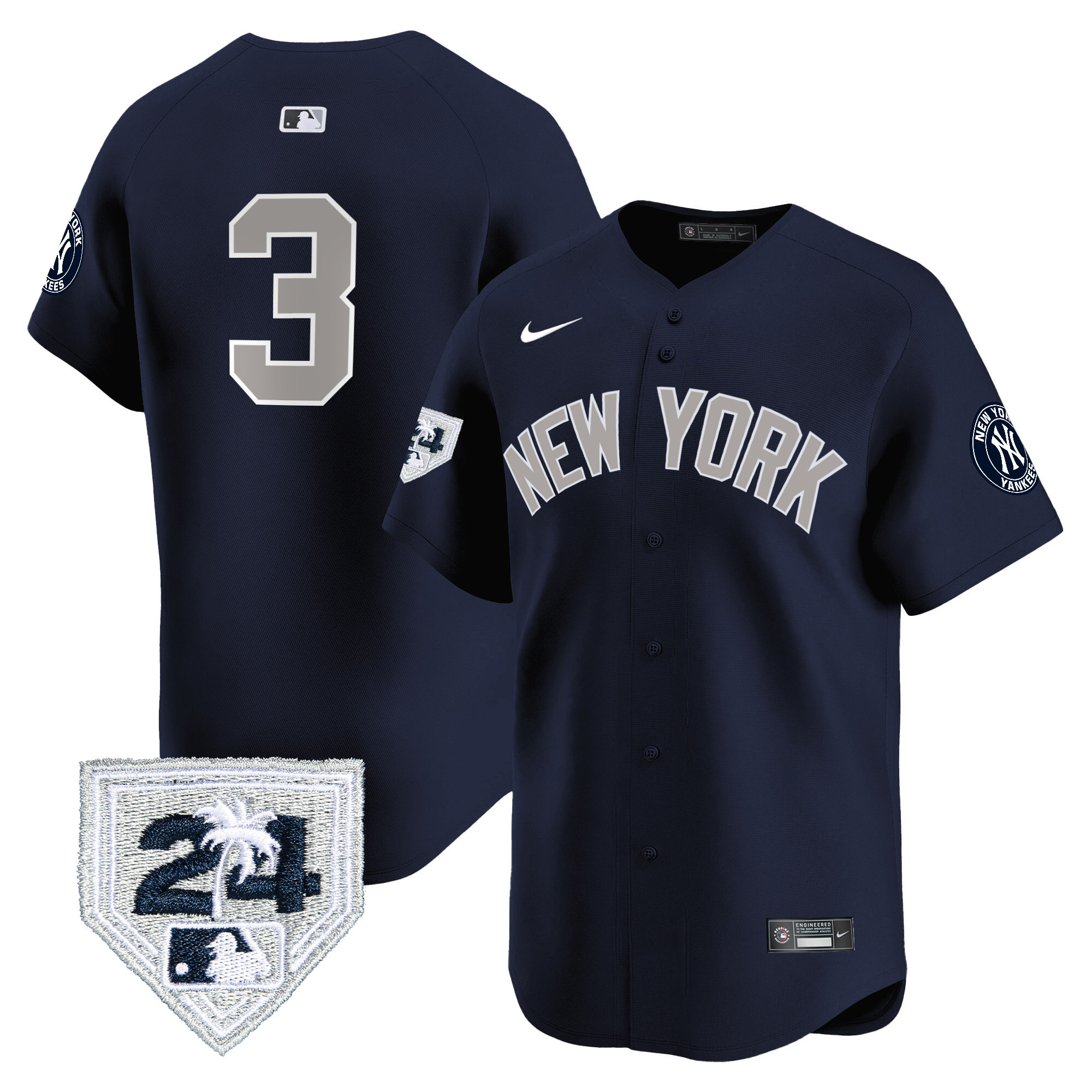 Babe Ruth Men's New York Yankees 2024 Spring Training Patch Vapor Premier Limited V4 Alternate Jersey - All Stitched