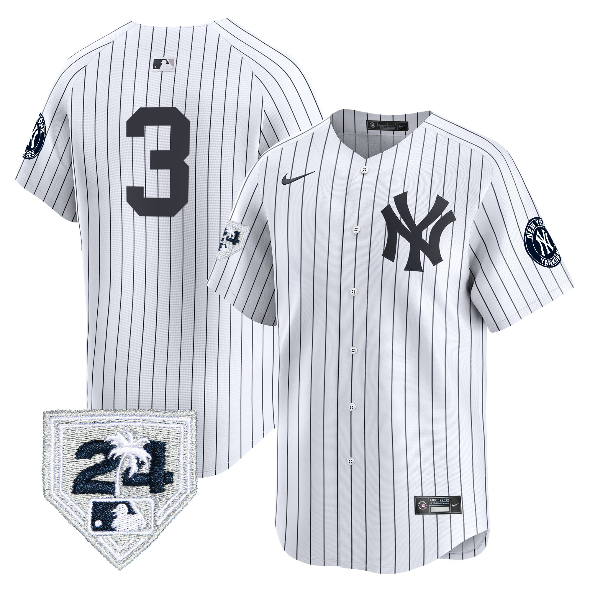 Babe Ruth Men's New York Yankees 2024 Spring Training Patch Vapor Premier Limited V5 White Jersey - All Stitched