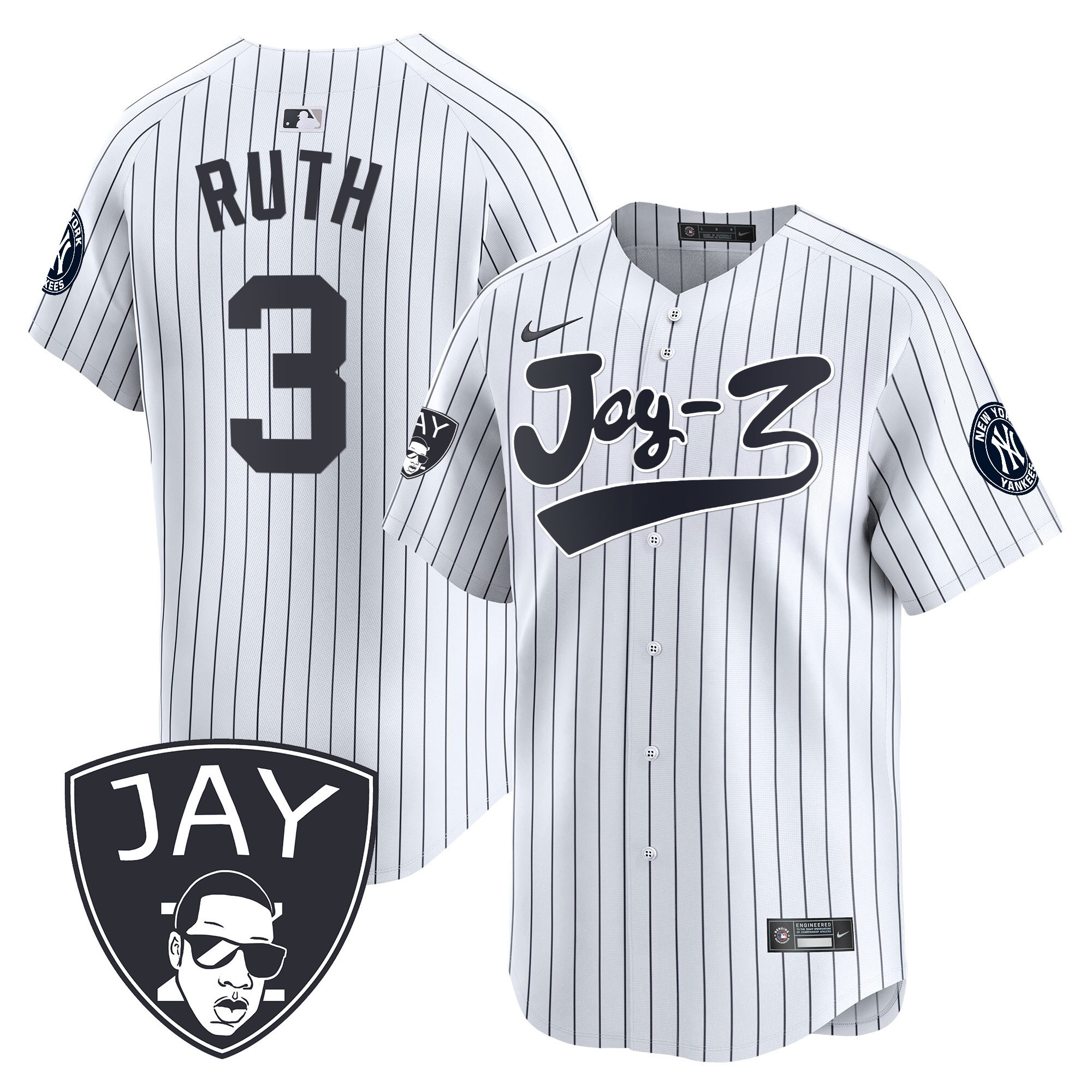 Babe Ruth Men's New York Yankees Jay-Z Vapor Premier Limited V2 White Jersey - All Stitched