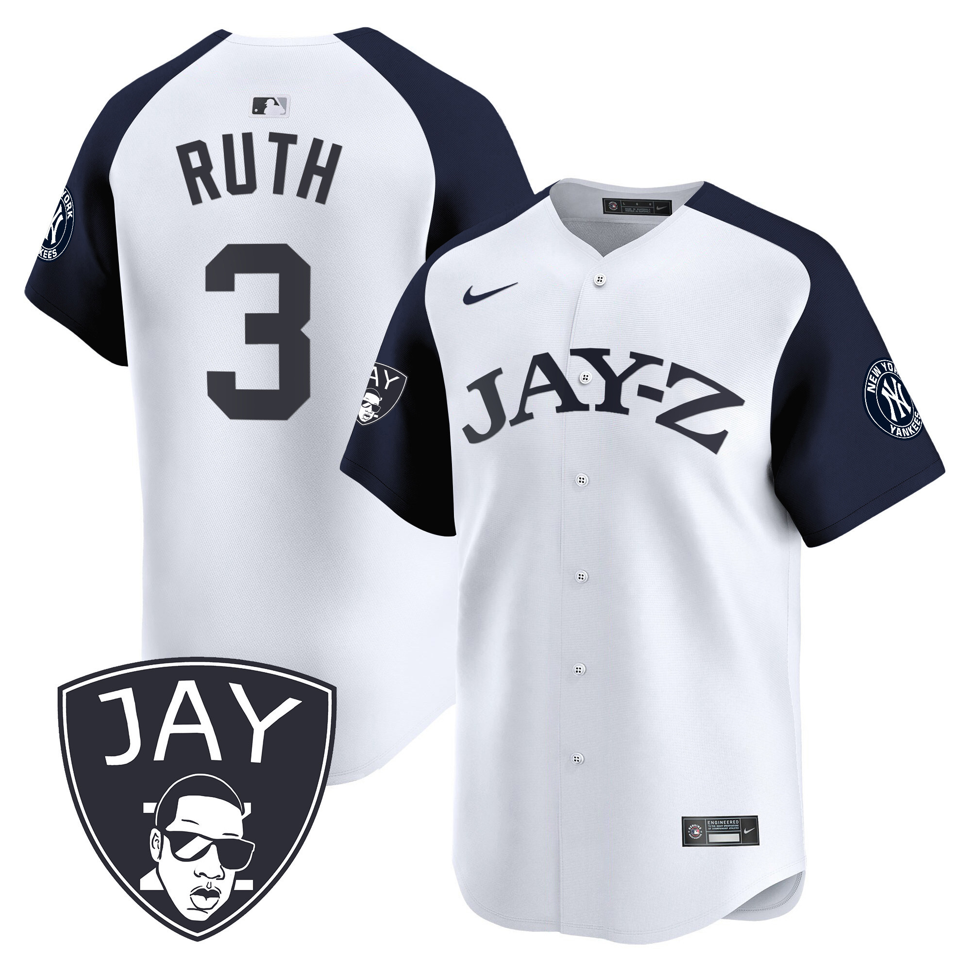 Babe Ruth Men's New York Yankees Jay-Z Vapor Premier Limited White Alternate Jersey - All Stitched