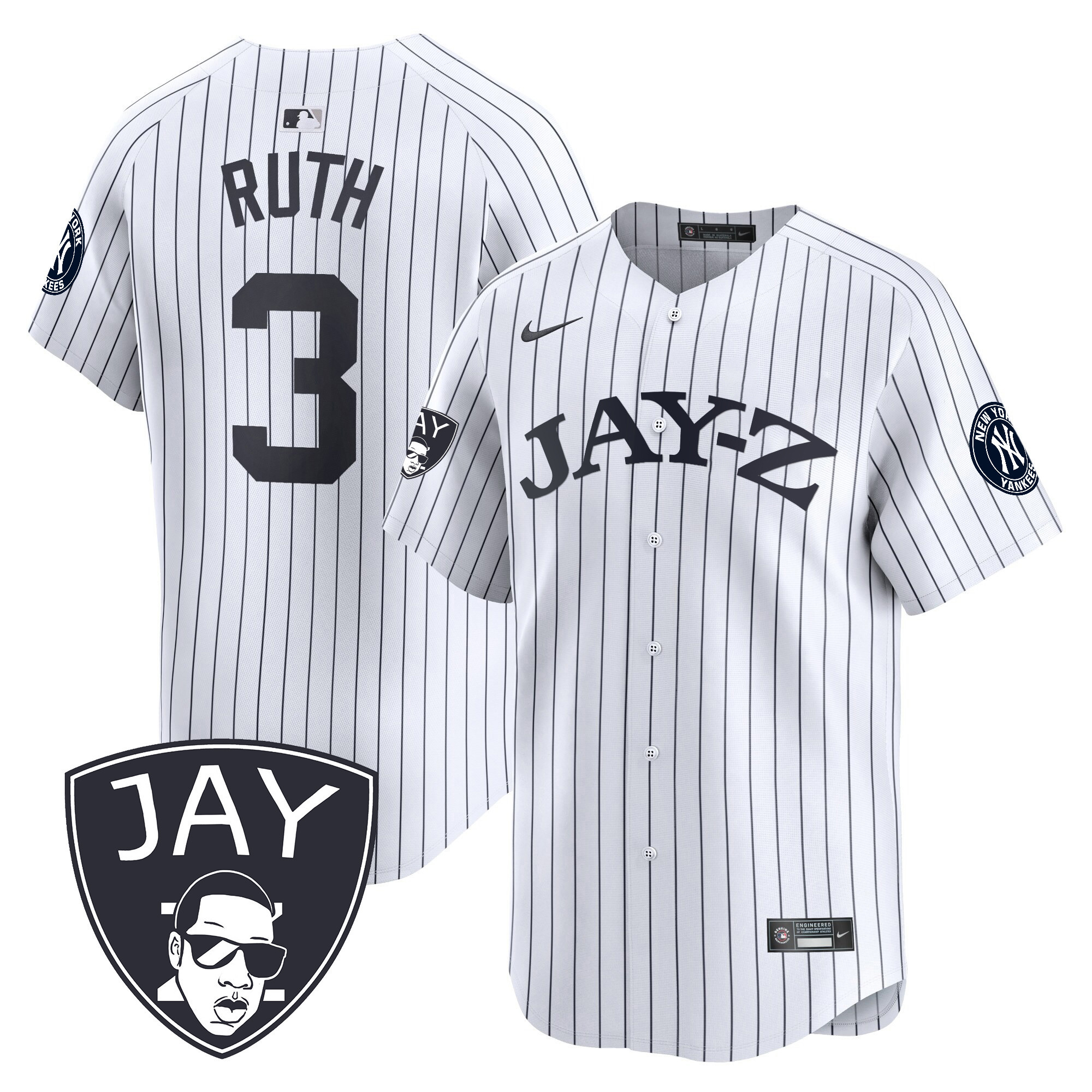 Babe Ruth Men's New York Yankees Jay-Z Vapor Premier Limited White Jersey - All Stitched
