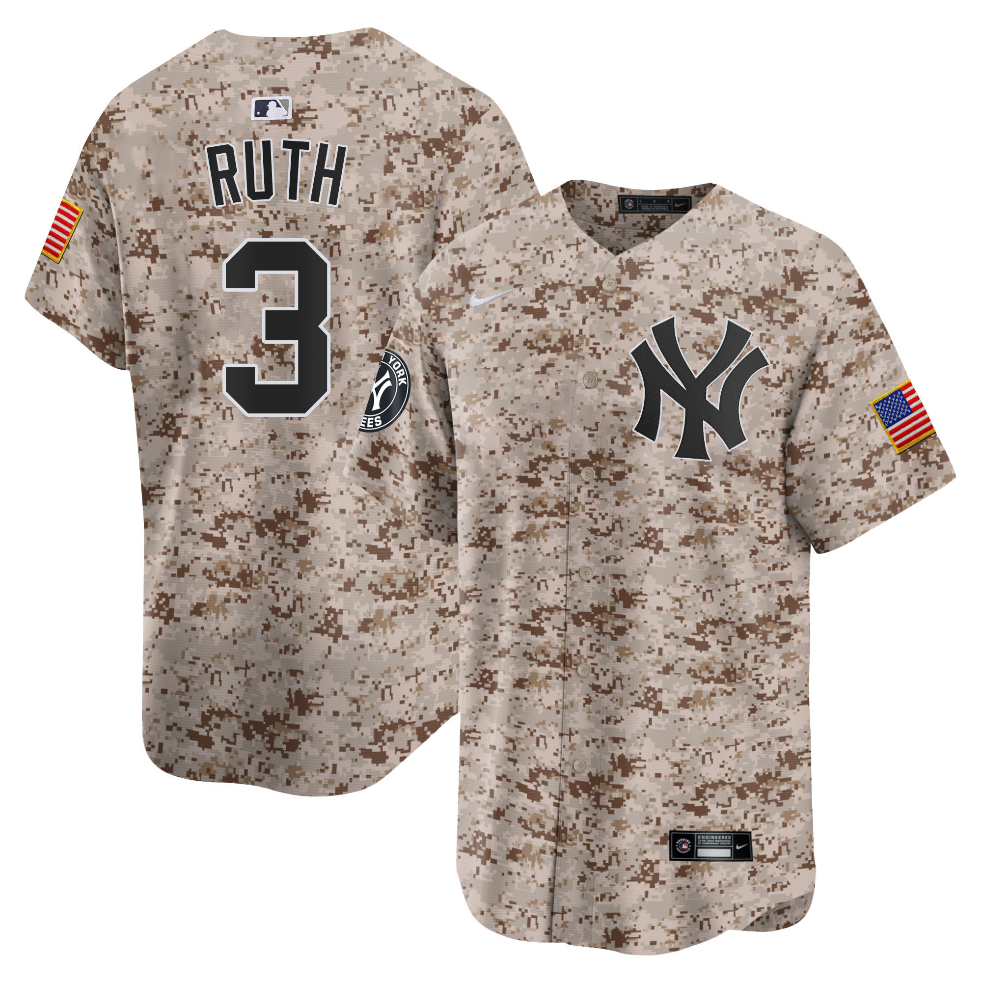 Babe Ruth Men's New York Yankees USMC Alternate Vapor Premier Limited Desert Jersey - All Stitched
