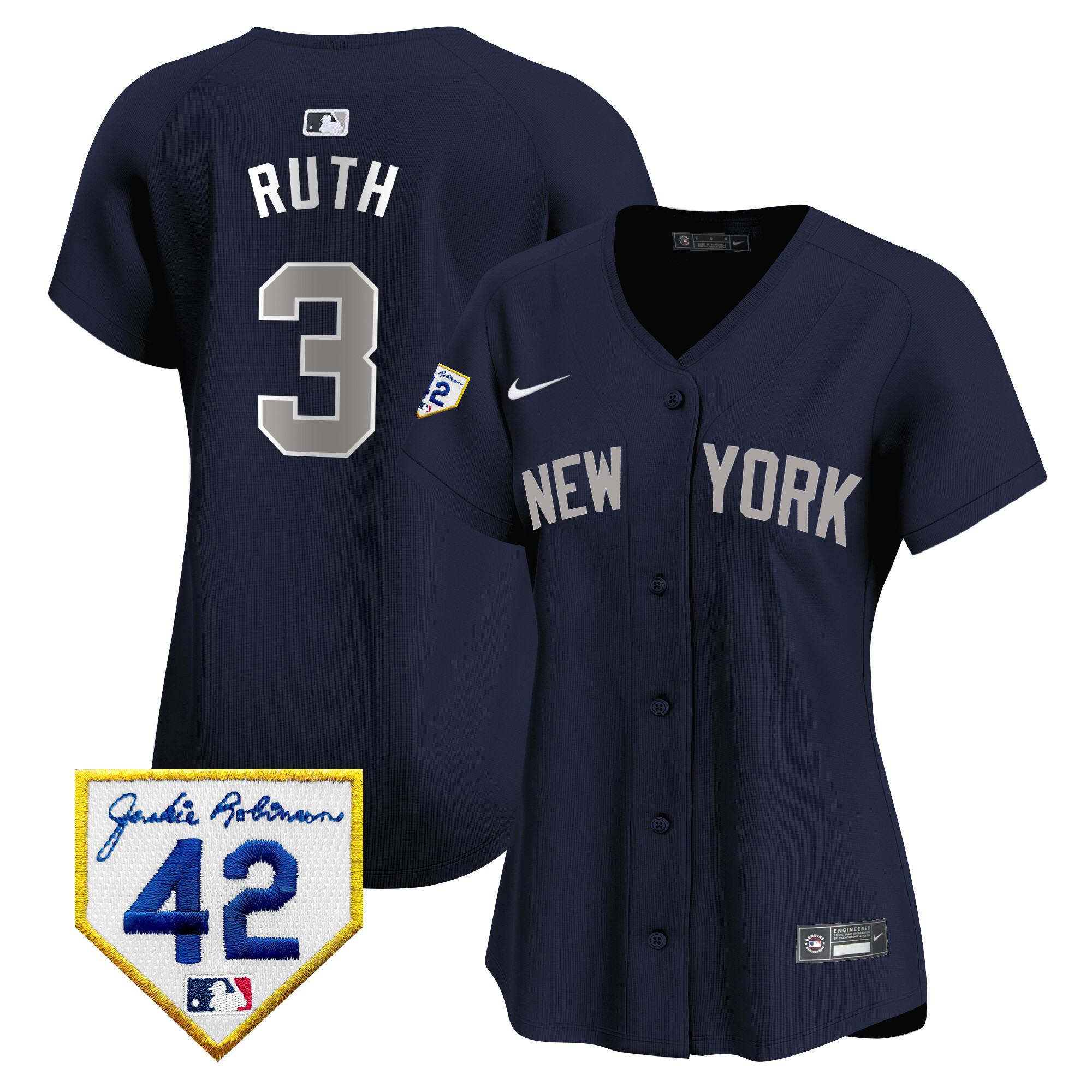 Babe Ruth Women's New York Yankees 2024 Jackie Robinson Patch Vapor Premier Limited Alternate Jersey - All Stitched
