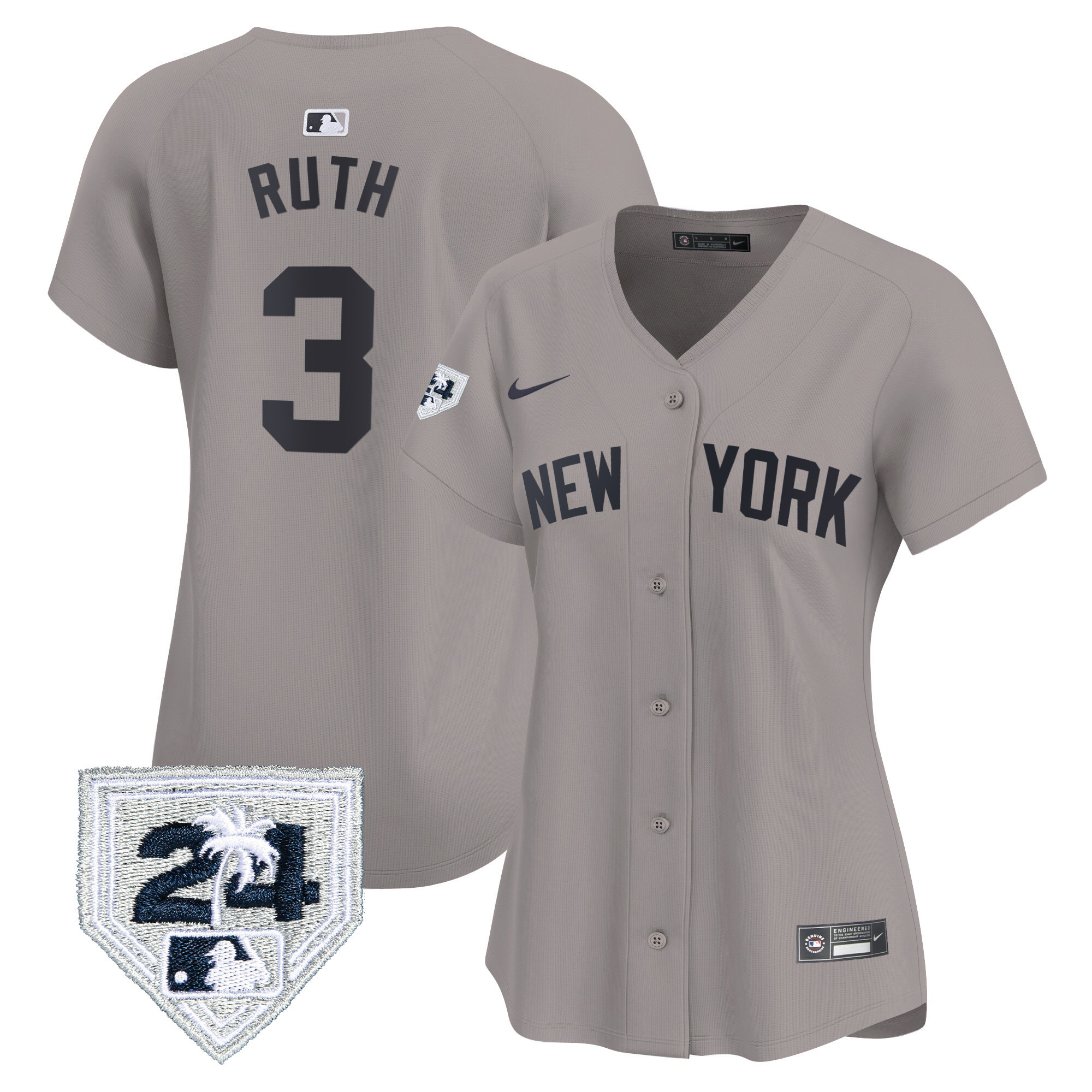 Babe Ruth Women's New York Yankees 2024 Spring Training Patch Vapor Premier Limited Gray Jersey - All Stitched