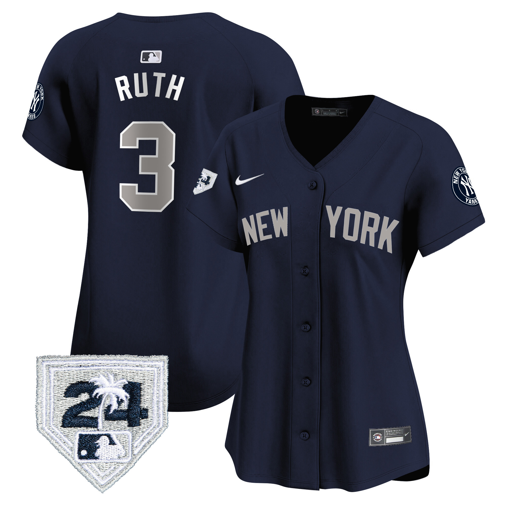 Babe Ruth Women's New York Yankees 2024 Spring Training Patch Vapor Premier Limited V2 Alternate Jersey - All Stitched