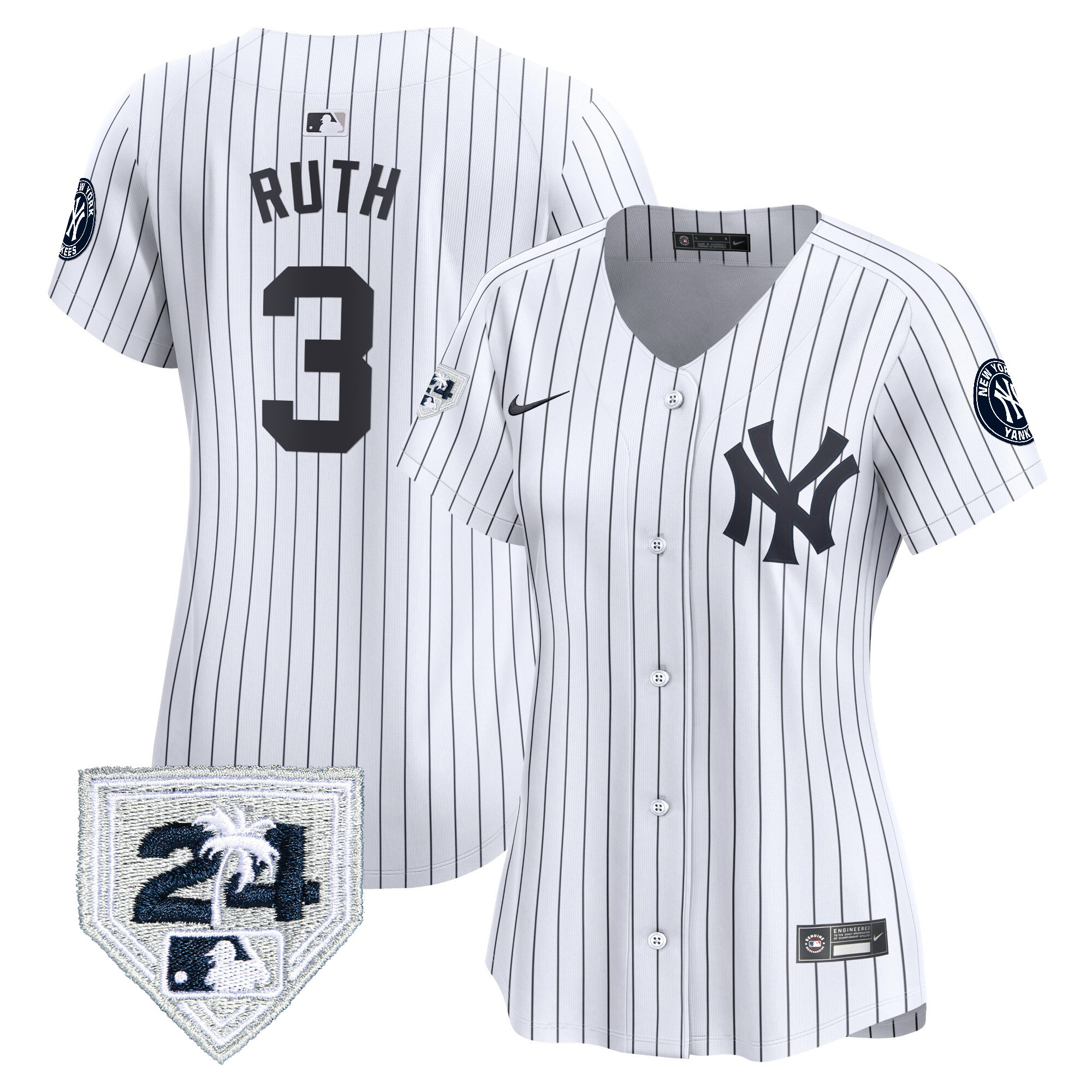 Babe Ruth Women's New York Yankees 2024 Spring Training Patch Vapor Premier Limited V2 White Jersey - All Stitched