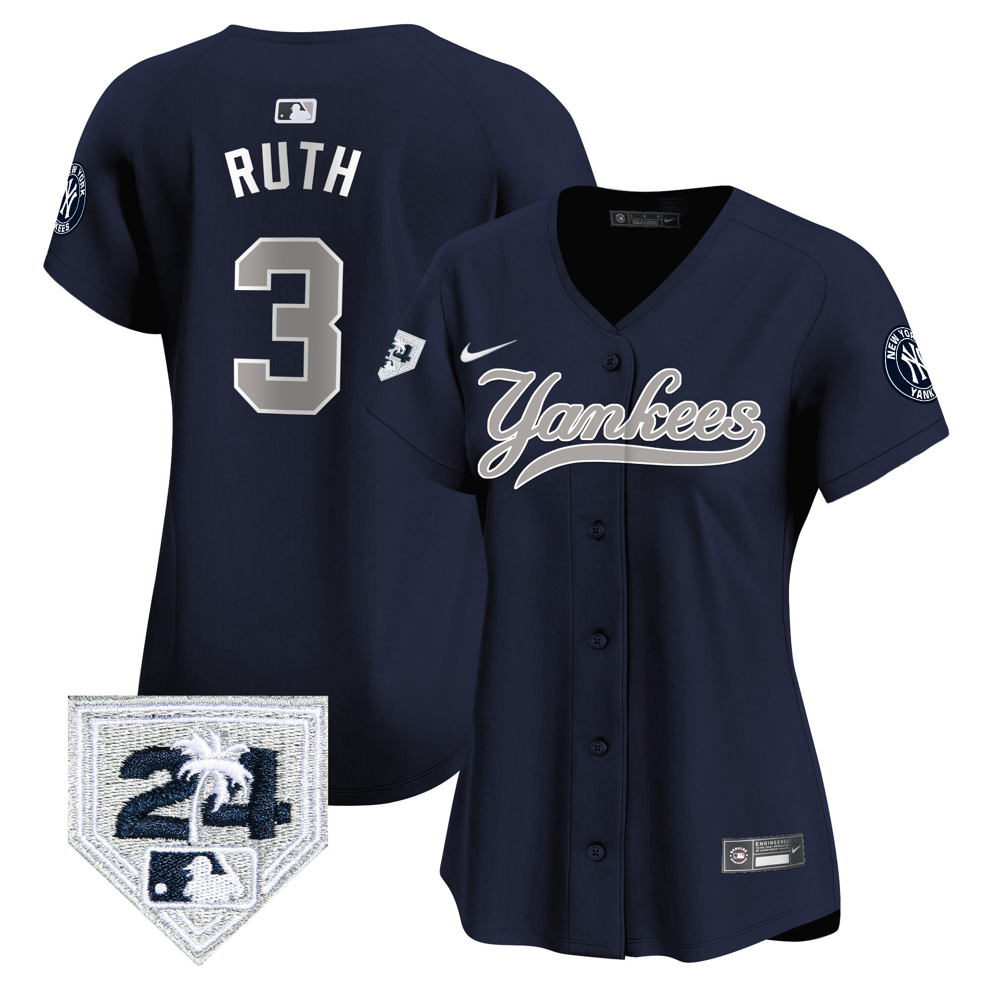 Babe Ruth Women's New York Yankees 2024 Spring Training Patch Vapor Premier Limited V6 Alternate Jersey - All Stitched