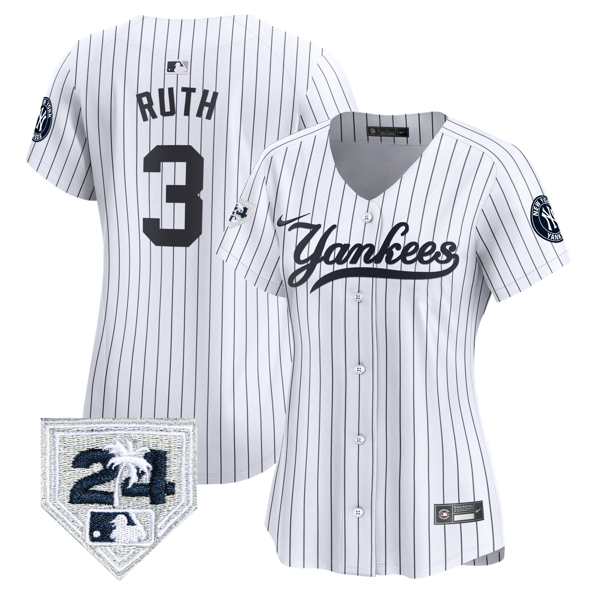 Babe Ruth Women's New York Yankees 2024 Spring Training Patch Vapor Premier Limited V6 White Jersey - All Stitched