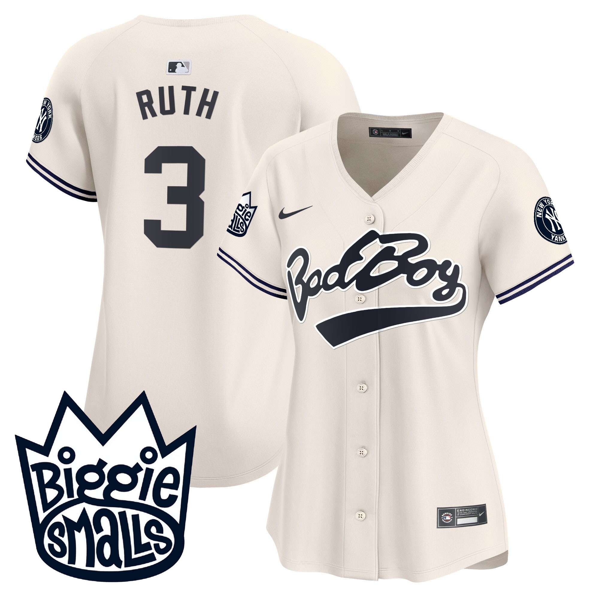 Babe Ruth Women's New York Yankees Biggie Smalls Vapor Premier Limited Cream Jersey - All Stitched