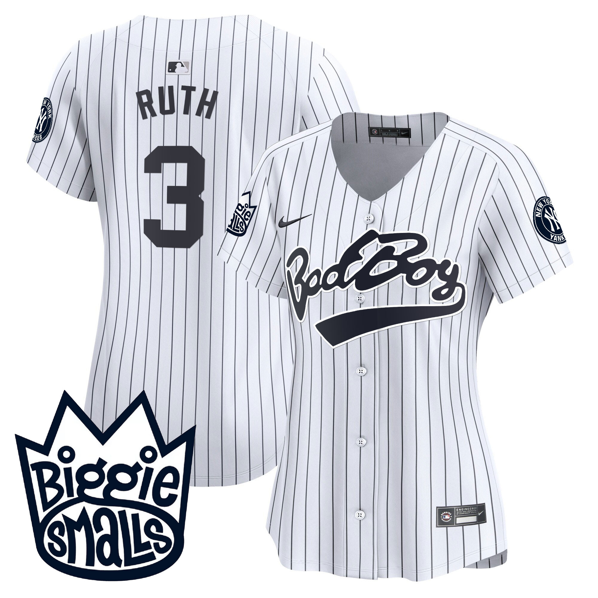 Babe Ruth Women's New York Yankees Biggie Smalls Vapor Premier Limited White Jersey - All Stitched