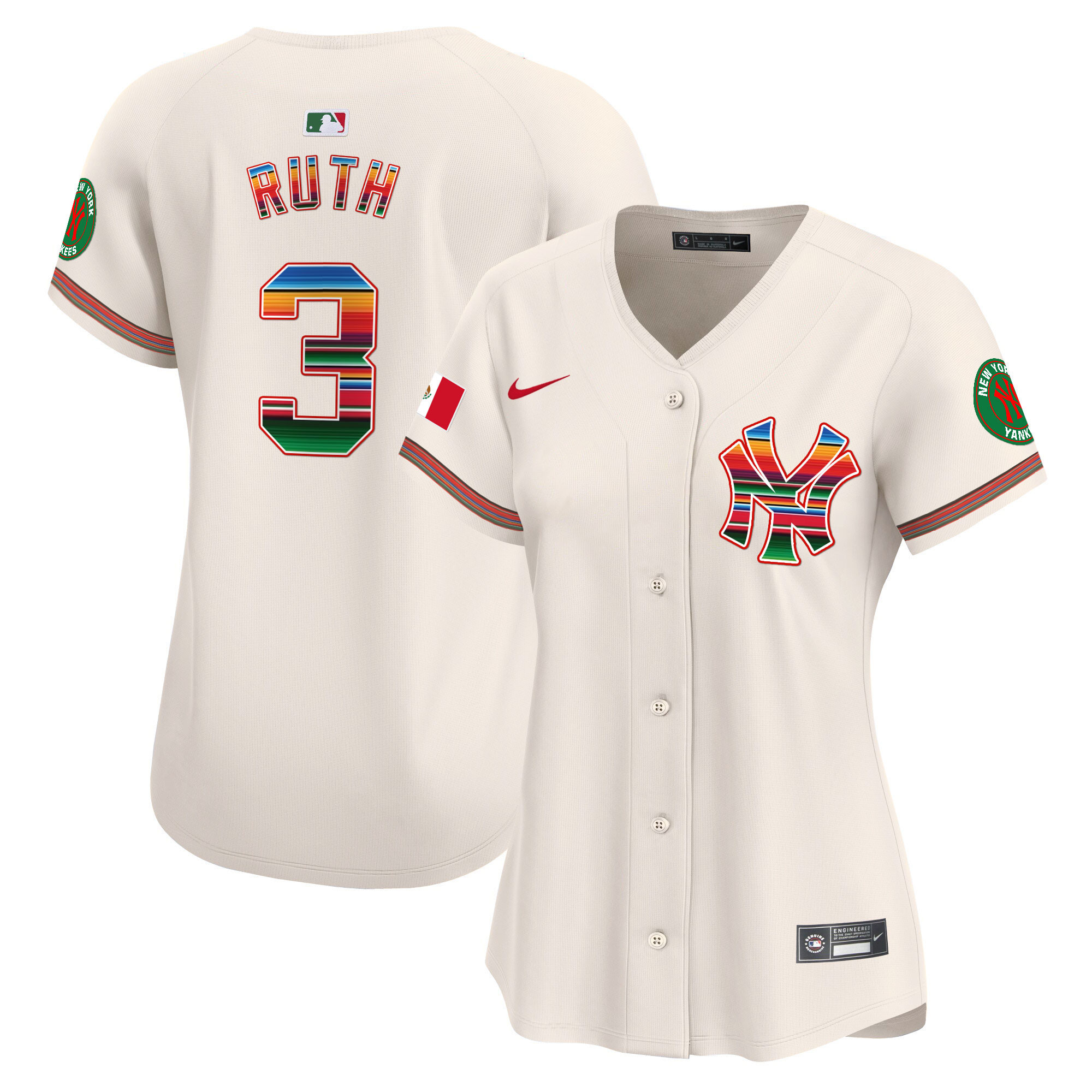 Babe Ruth Women's New York Yankees Mexico Vapor Premier Limited Cream Jersey - All Stitched
