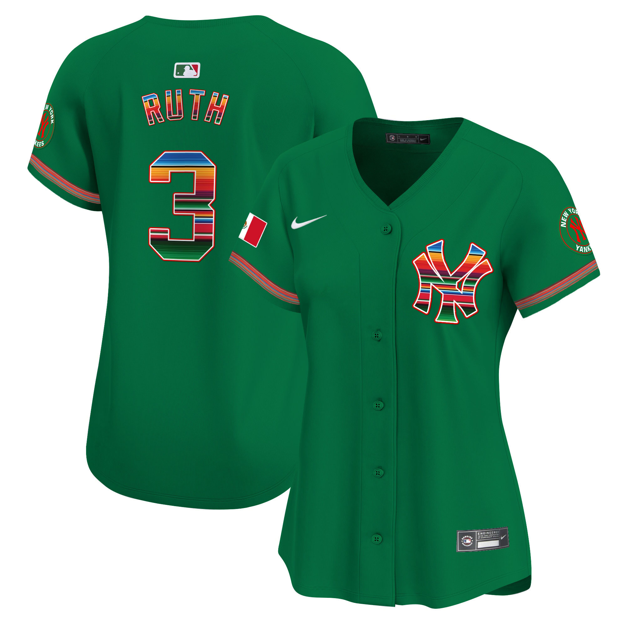 Babe Ruth Women's New York Yankees Mexico Vapor Premier Limited Green Jersey - All Stitched