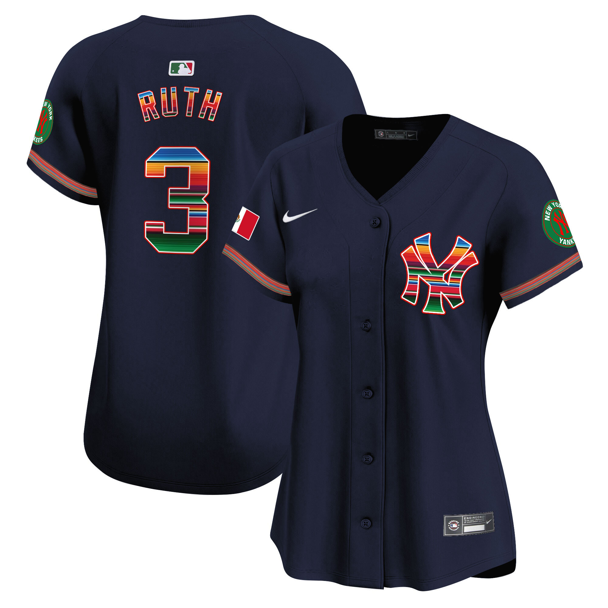 Babe Ruth Women's New York Yankees Mexico Vapor Premier Limited Navy Jersey - All Stitched