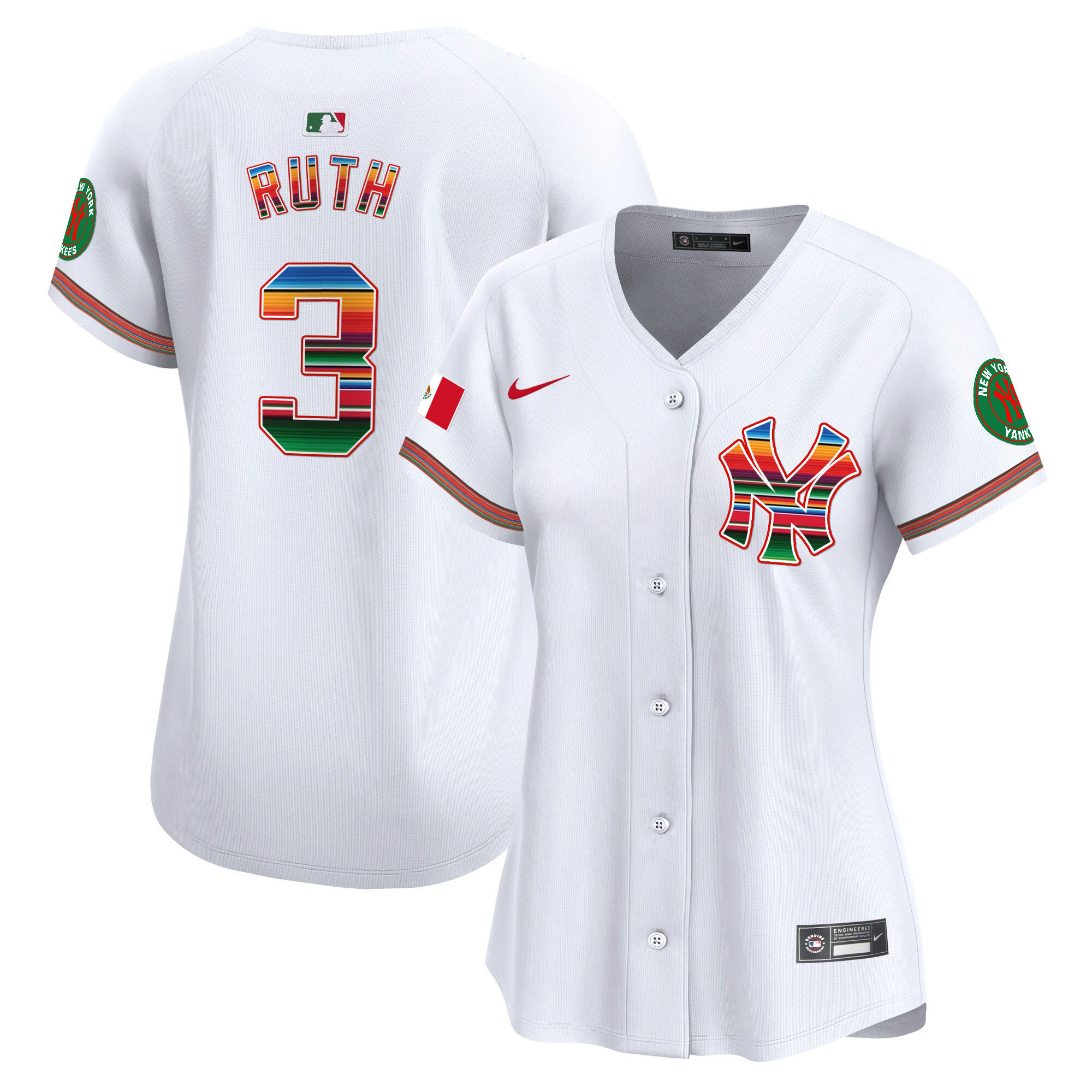Babe Ruth Women's New York Yankees Mexico Vapor Premier Limited White Jersey - All Stitched