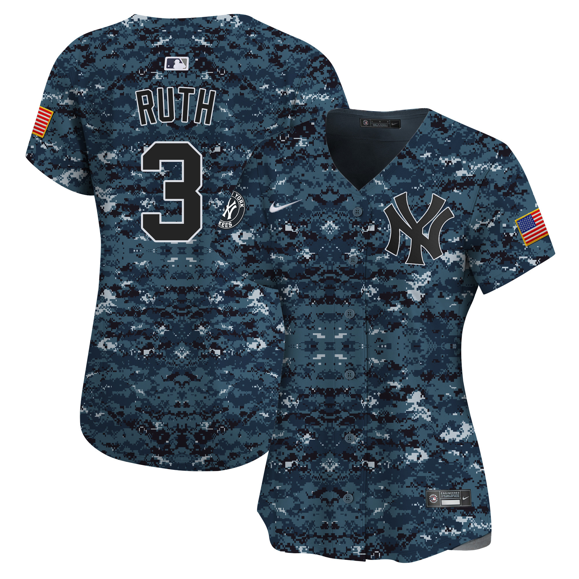 Babe Ruth Women's New York Yankees USMC Alternate Vapor Premier Limited Navy Jersey - All Stitched