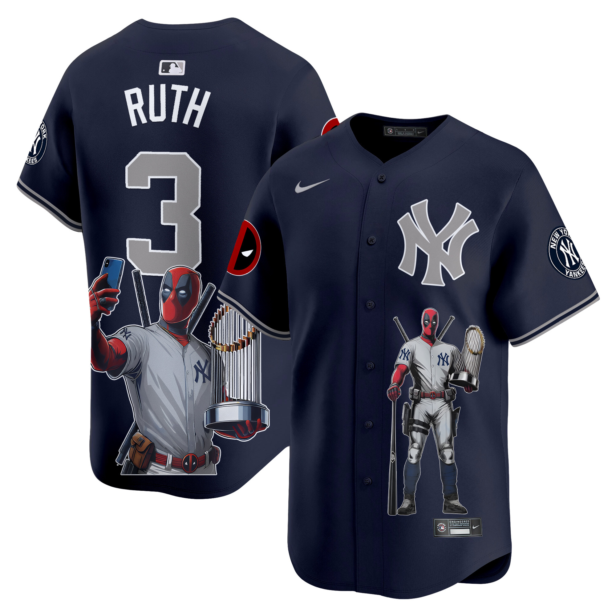Babe RuthUnisex New York Yankees Deadpool Premier Limited Alternate Jersey - Printed