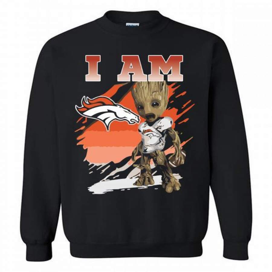 Baby Groot I Am Denver Broncos Crewneck Sweatshirt